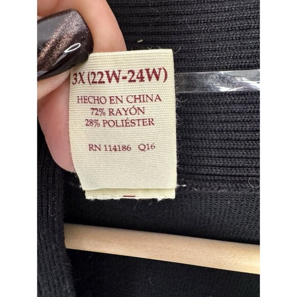 Womens 3x black Cardigan Open Front Business Office Cozy Layering Transition - Picture 5 of 9